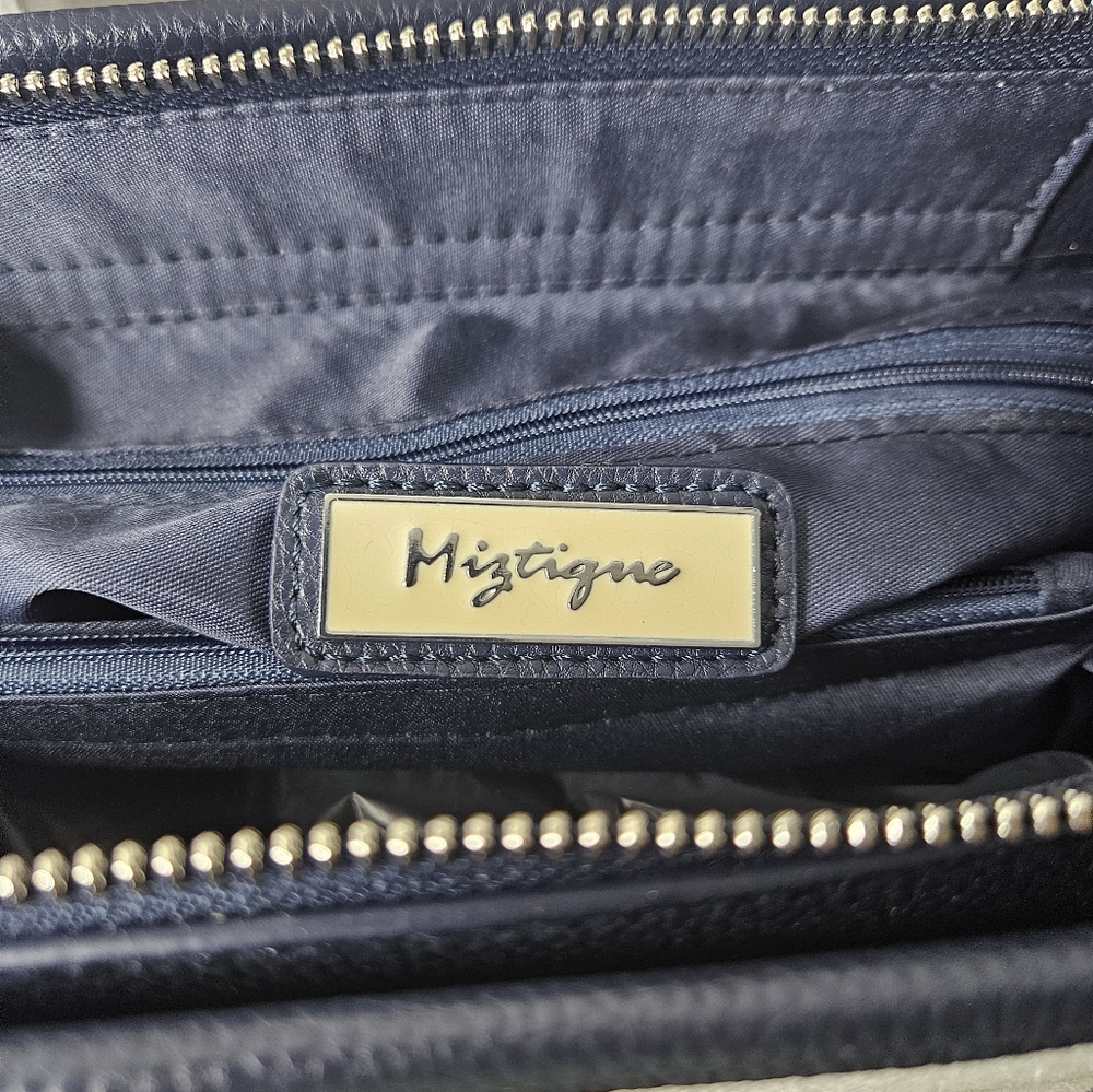 Miztique Lia Canvas Satchel Navy Vegan Leather - Picture 2 of 9